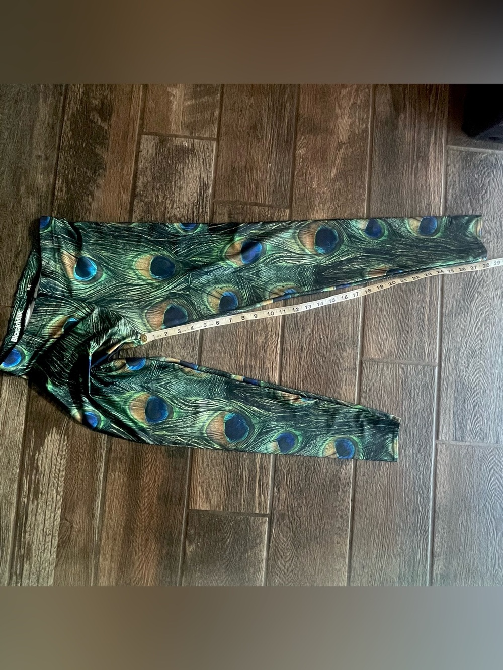BlackMilk peacock feather print leggings M & rhinestone tank top M - Picture 7 of 11